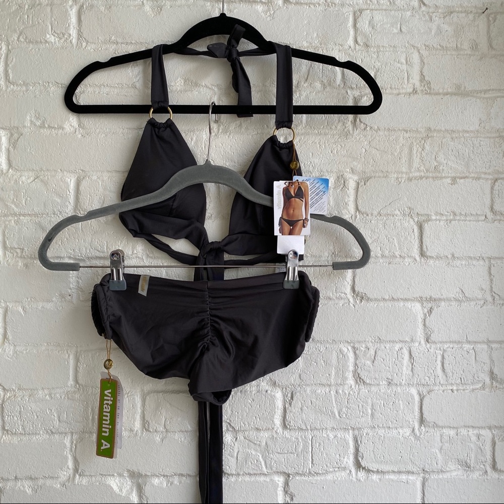 NWT Vitamin A New Wrap Bikini Gray Two Pc Swimsuit